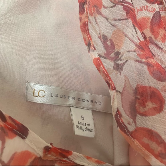 LC Lauren Conrad Cherry Print Maxi Dress Ruffle Trim 8 - Picture 7 of 9